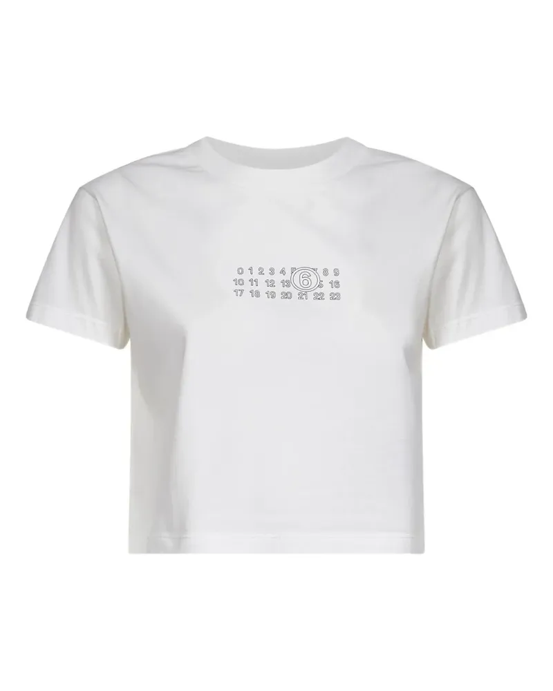 Maison Margiela Cropped-T-Shirt mit Nummern-Motiv - Weiß Weiß