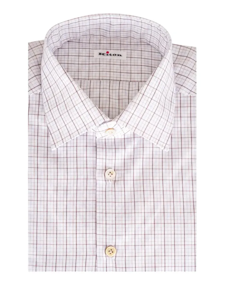 Kiton Hemd mit Karomuster - Weiß Weiß