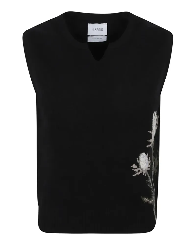 Barrie thistle-intarsia notched-neck top - Schwarz Schwarz