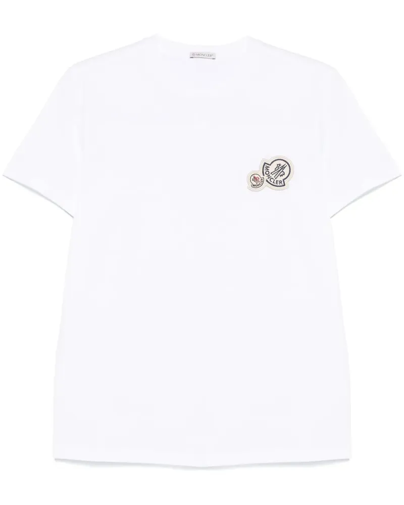 Moncler T-Shirt mit doppeltem Logo-Patch - Weiß Weiß