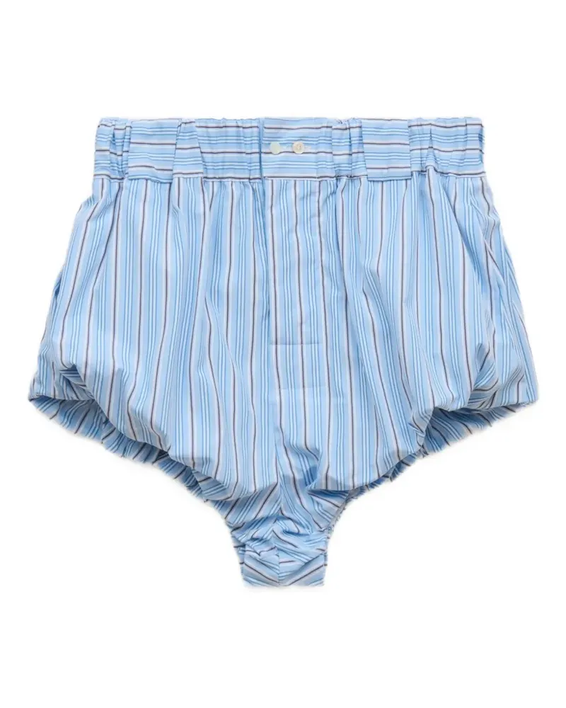 Marni Hellblau gestreifte Popeline Blüten Blau
