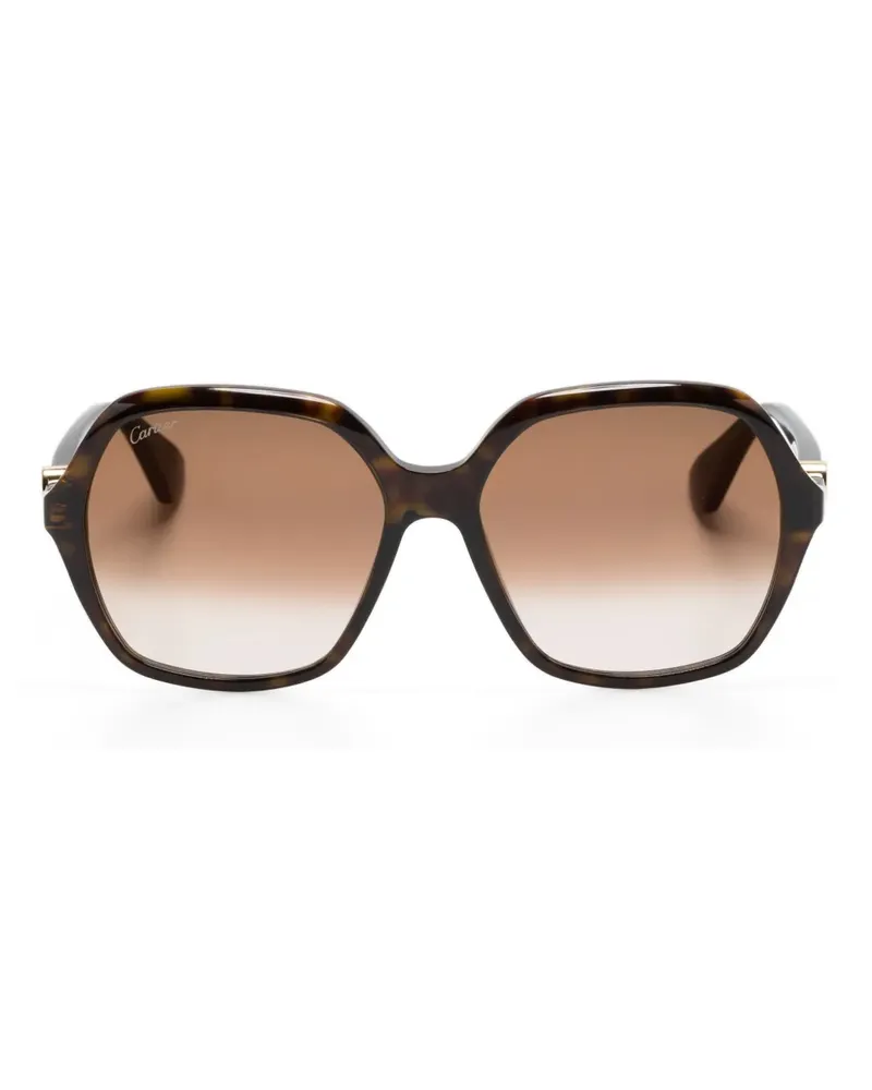 Cartier Sonnenbrille mit geometrischem Gestell - Braun Braun