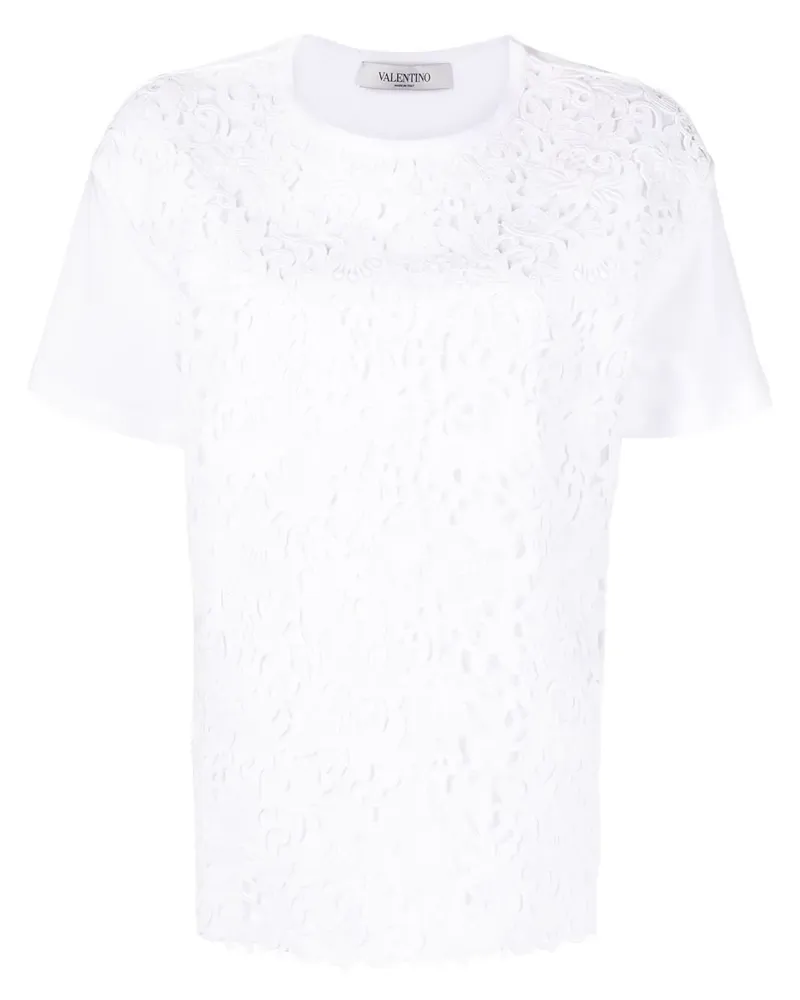 Valentino Garavani T-Shirt mit Spitzen-Overlay - Weiß Weiß