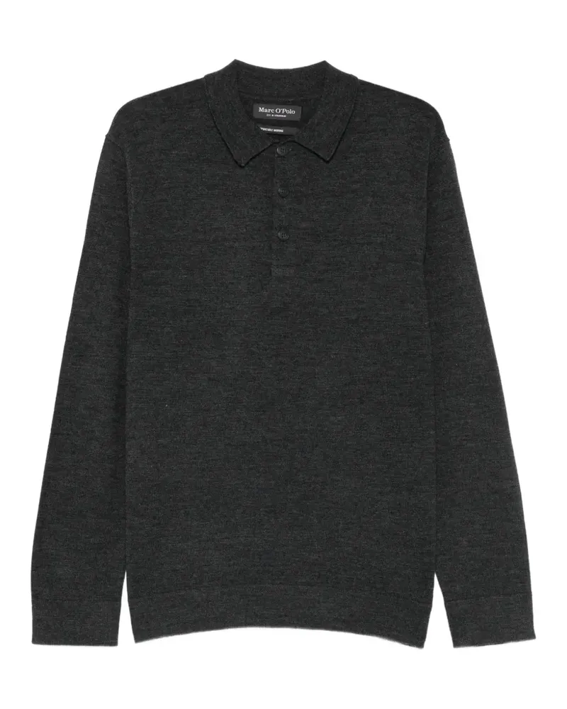 Marc O'Polo Langärmeliges Woll-Poloshirt - Grau Grau