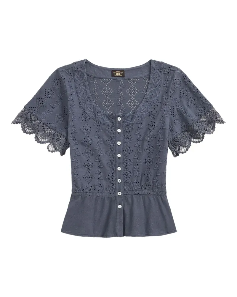 Ralph Lauren Genevie Bluse mit Schößchen - Blau Blau