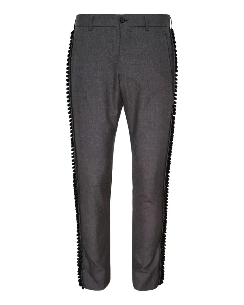 Comme des Garçons ruffled-trim tailored trousers - Grau Grau