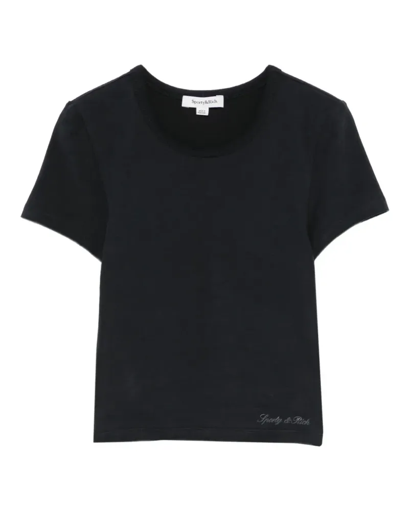 SPORTY & RICH Vanessa Cropped-T-Shirt mit Logo - Schwarz Schwarz