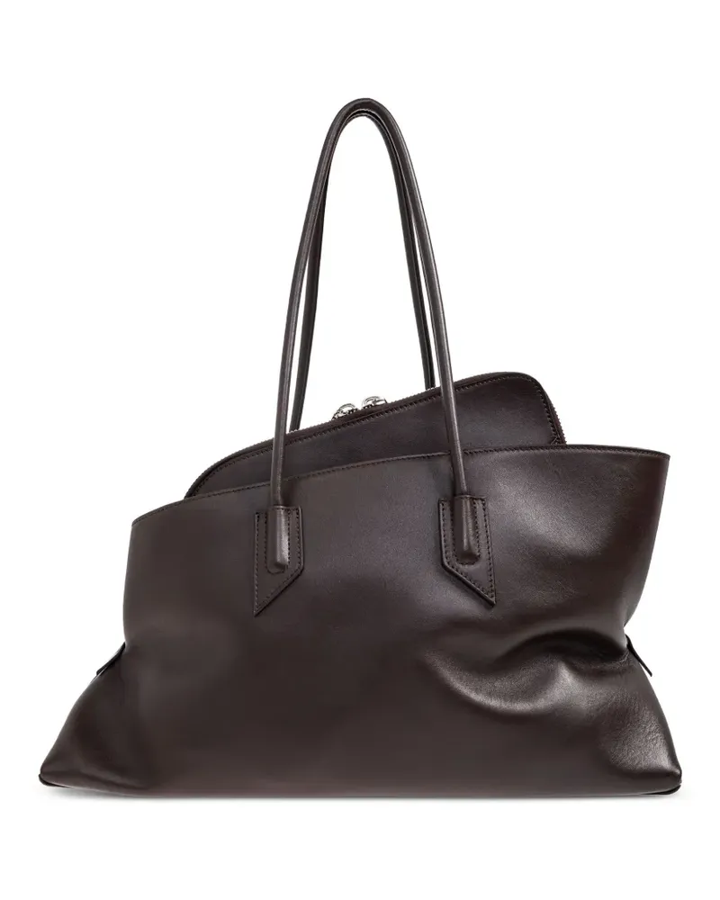 ATTICO Medium La Passeggiata zip top-handle tote bag - Braun Braun