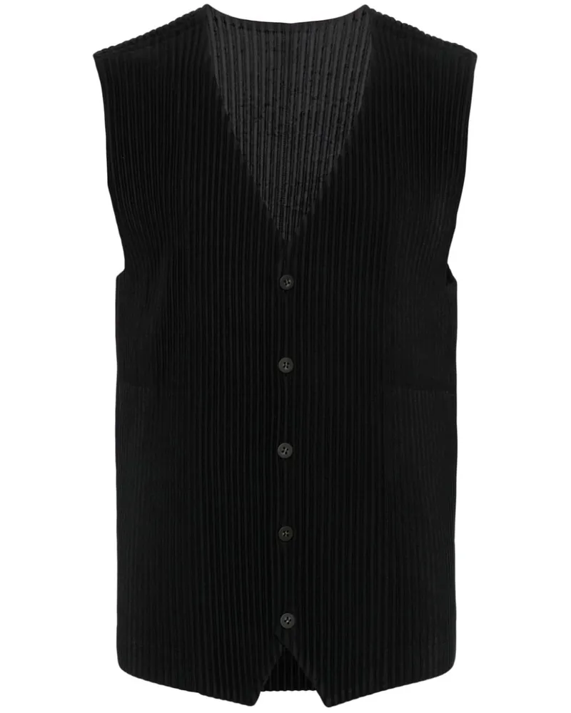 Issey Miyake Plissierte Weste - Schwarz Schwarz