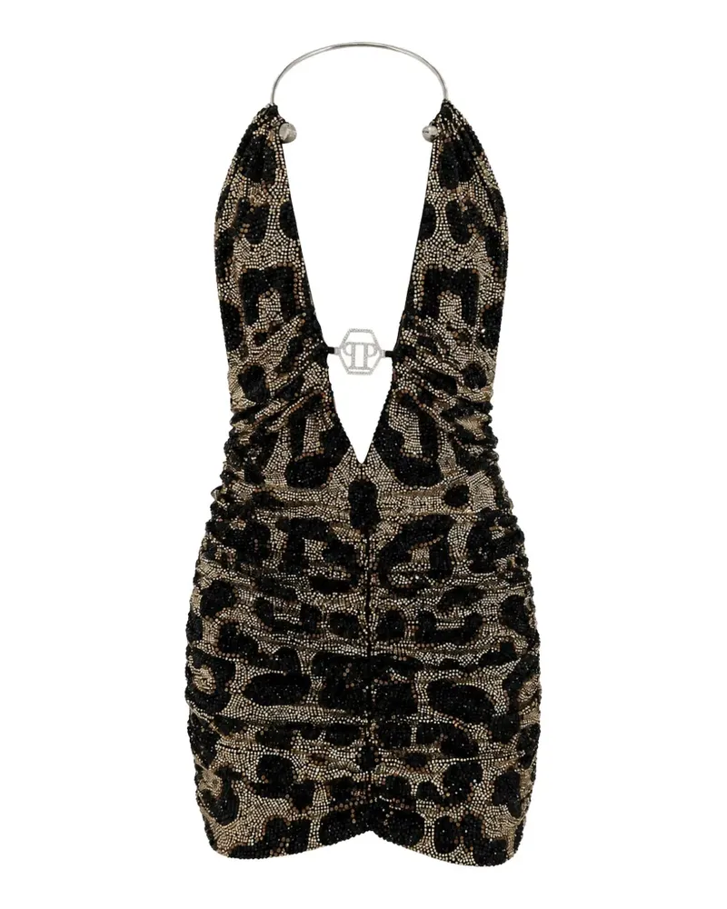 Philipp Plein Rückenfreies Strasskleid - Schwarz Schwarz