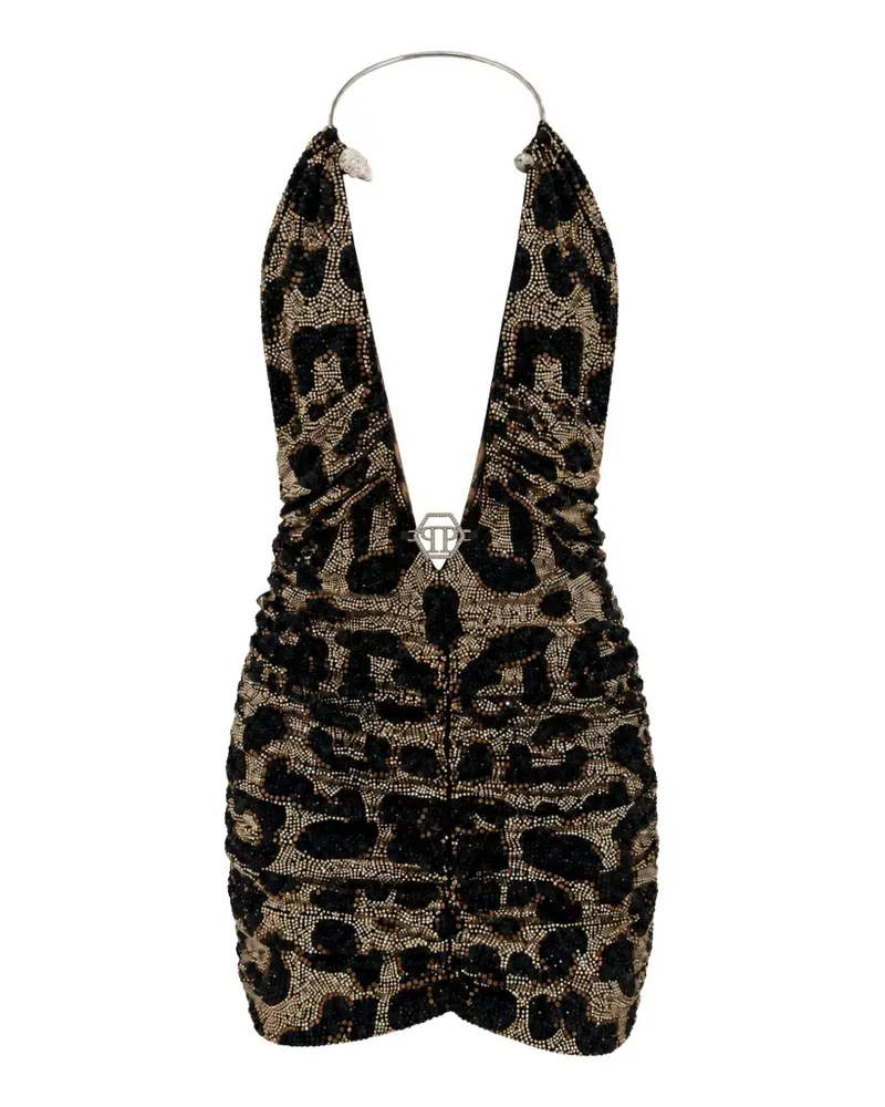 Philipp Plein Rückenfreies Strasskleid - Schwarz Schwarz