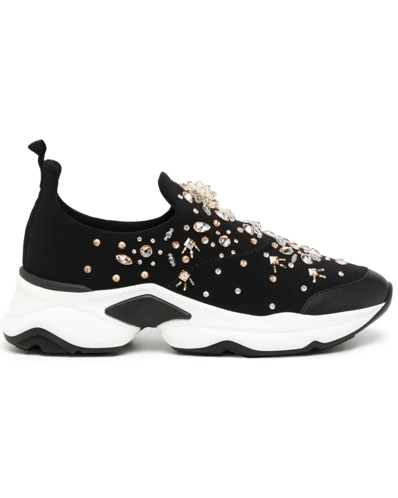 René Caovilla Morgana Sneakers mit Strass - Schwarz Schwarz