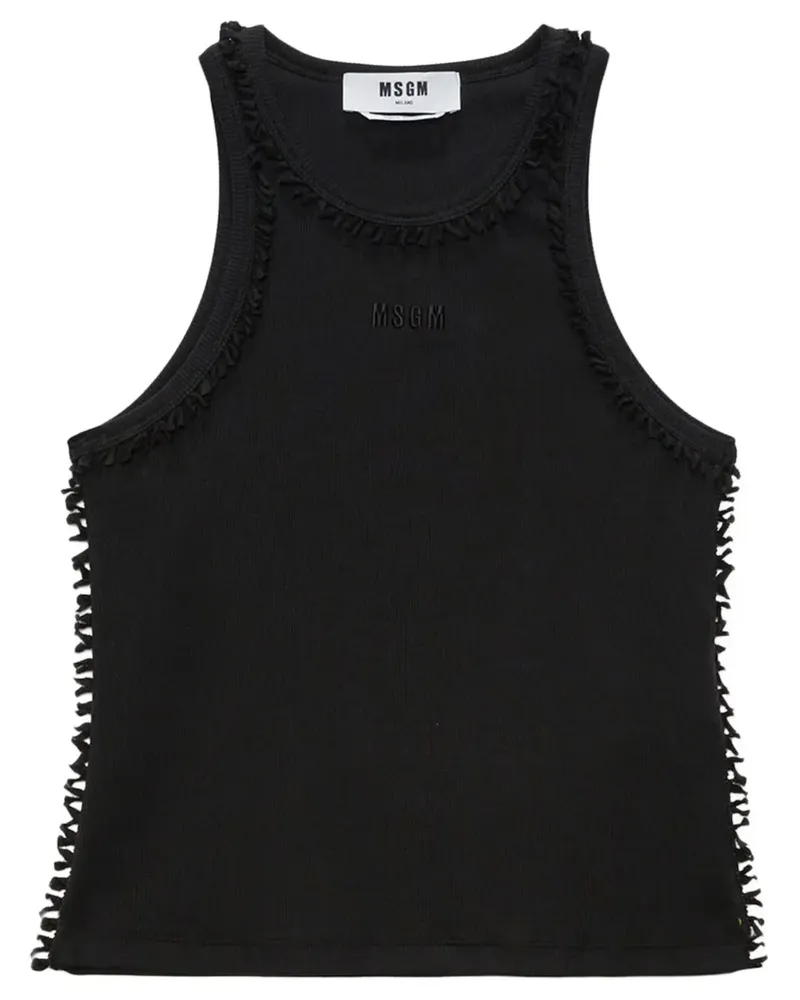 MSGM Trägershirt mit Logo-Stickerei - Schwarz Schwarz