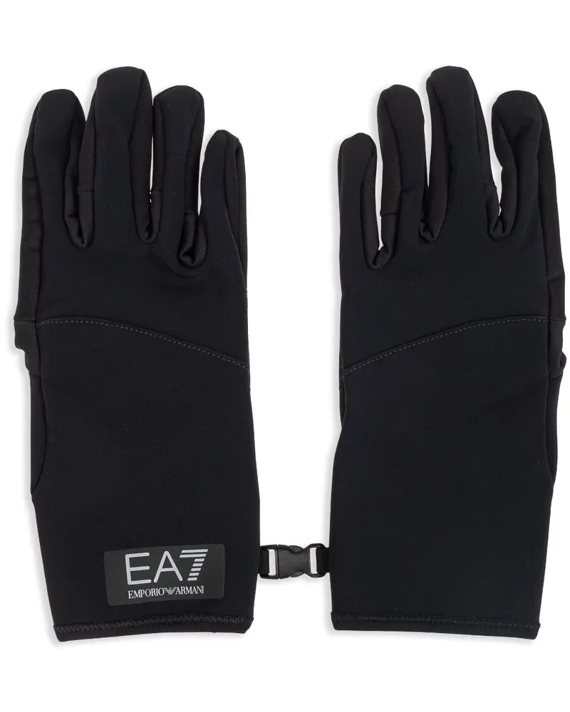 EA7 Handschuhe mit Logo-Print - Schwarz Schwarz