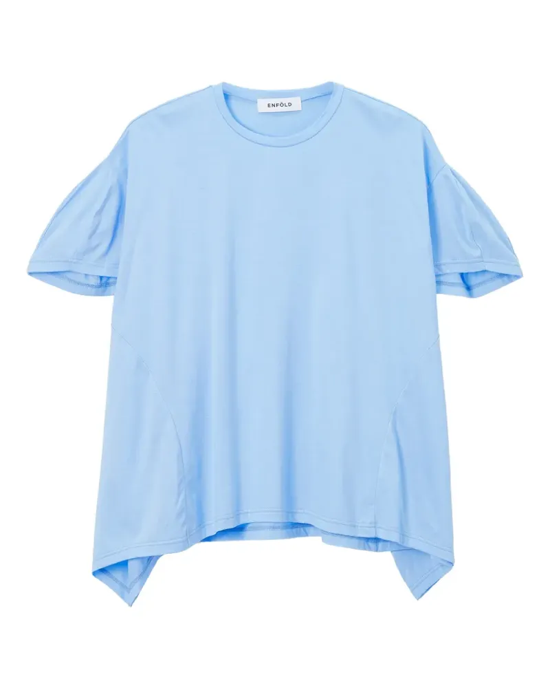 ENFÖLD Asymmetrisches Umbrella T-Shirt mit Rüschenärmeln - Blau Blau