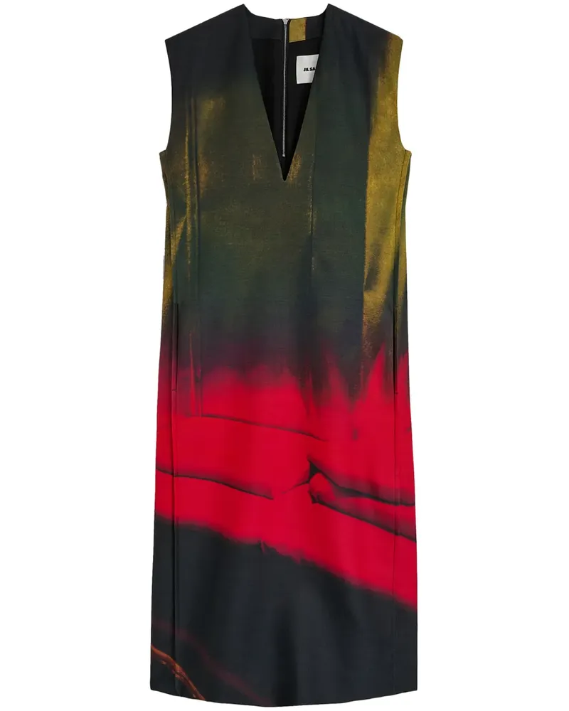 Jil Sander Midikleid mit Print - Schwarz Schwarz