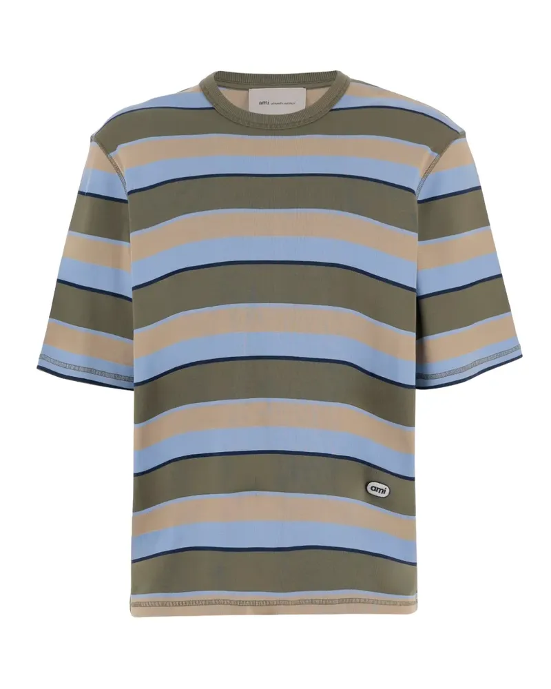 AMI Paris Gestreiftes Poloshirt - Grün Grün