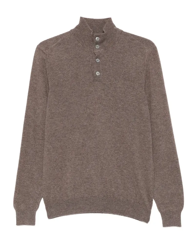 Fedeli button-fastening long-sleeve polo shirt - Braun Braun