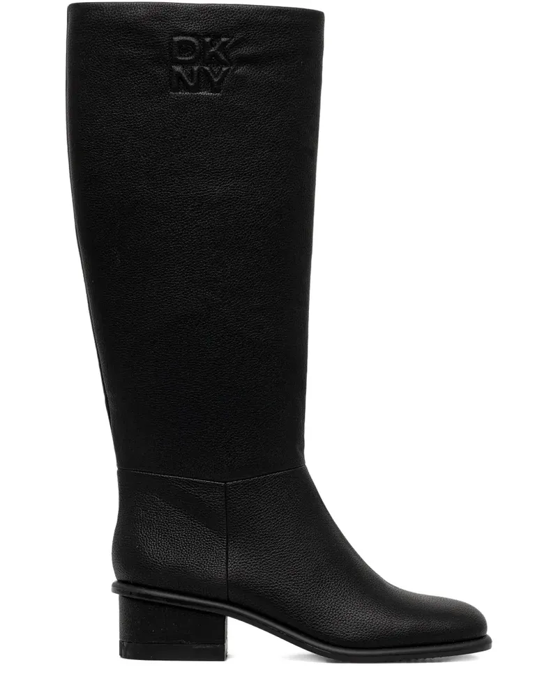 DKNY embossed-logo knee-high boots - Schwarz Schwarz