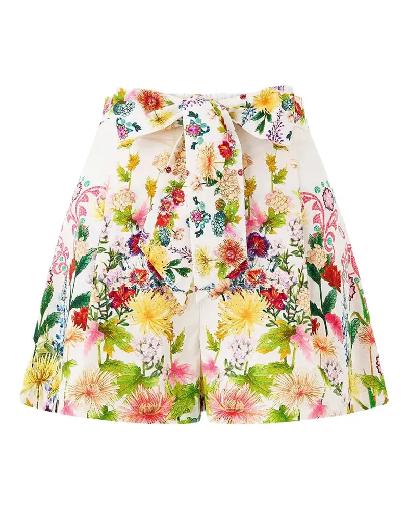 Camilla floral-print tie-waist shorts - Nude Nude