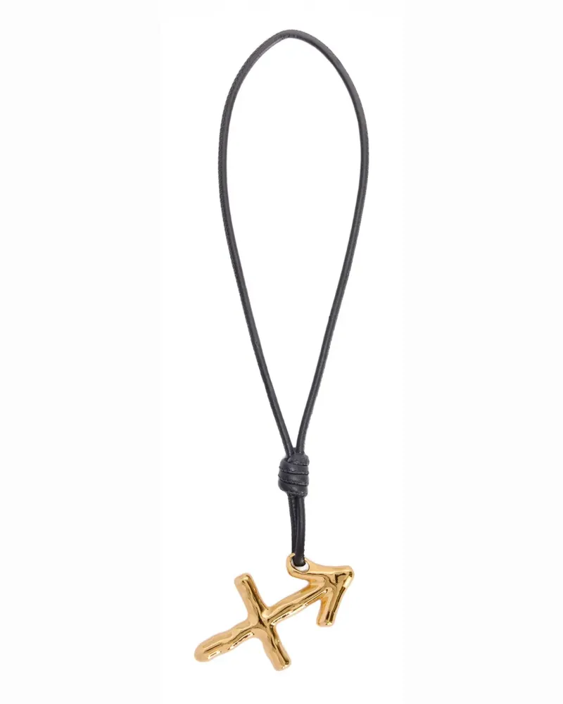 Jil Sander Zodiac charm leather necklace - Gold Gold