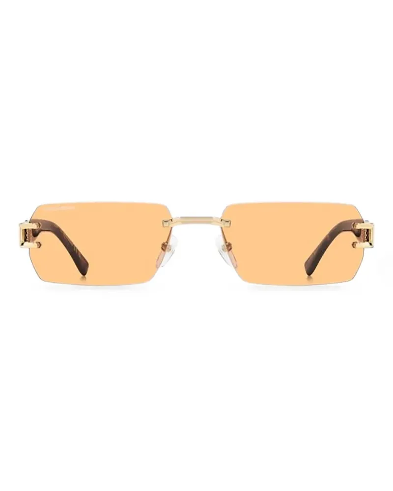 Dsquared2 logo-plaque rectangle-frame sunglasses - Orange Orange