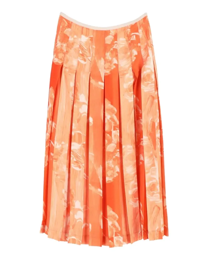 Victoria Beckham pleated printed skirt - Orange Orange