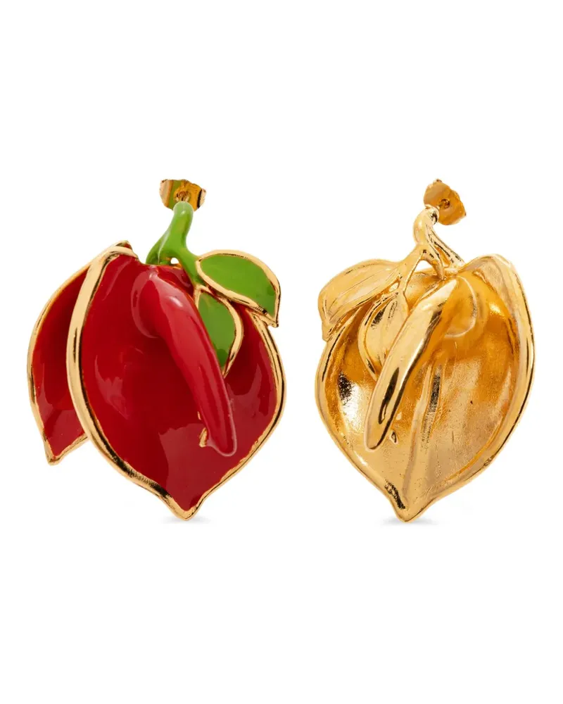 Moschino enamel-detail fruit-motif earrings - Gold Gold