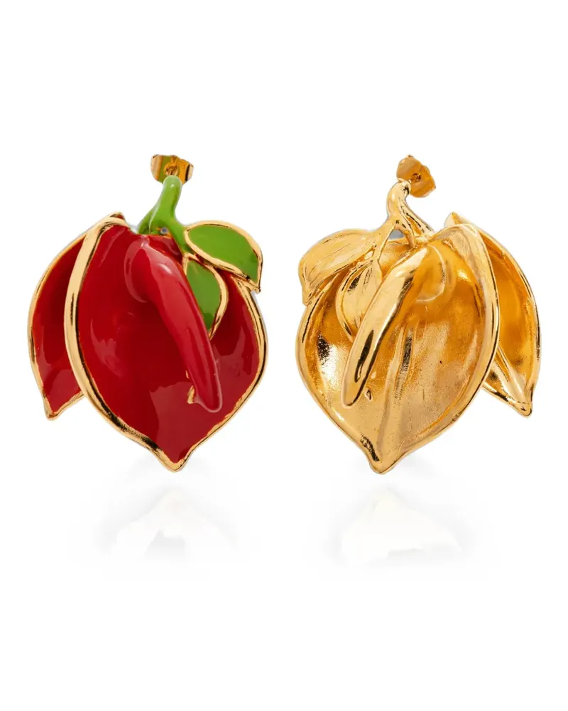 Moschino enamel-detail fruit-motif earrings - Gold Gold
