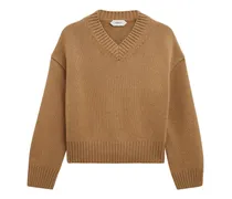 Kaschmirpullover mit V-Ausschnitt - Braun