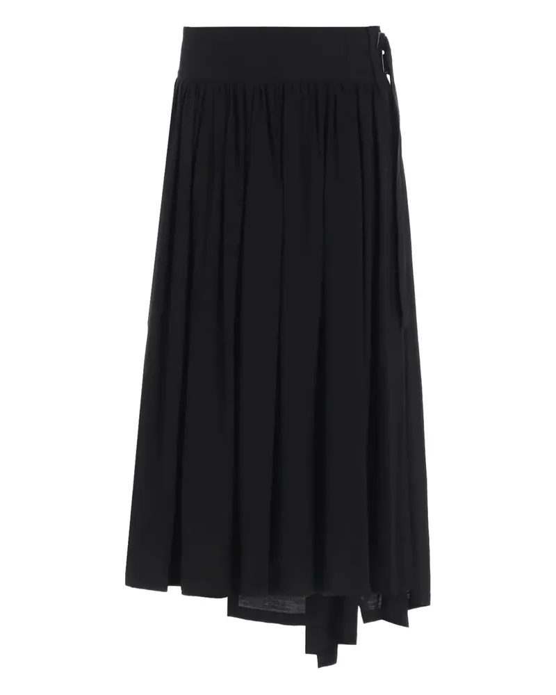 Yohji Yamamoto gathered asymmetric midi skirt - Schwarz Schwarz