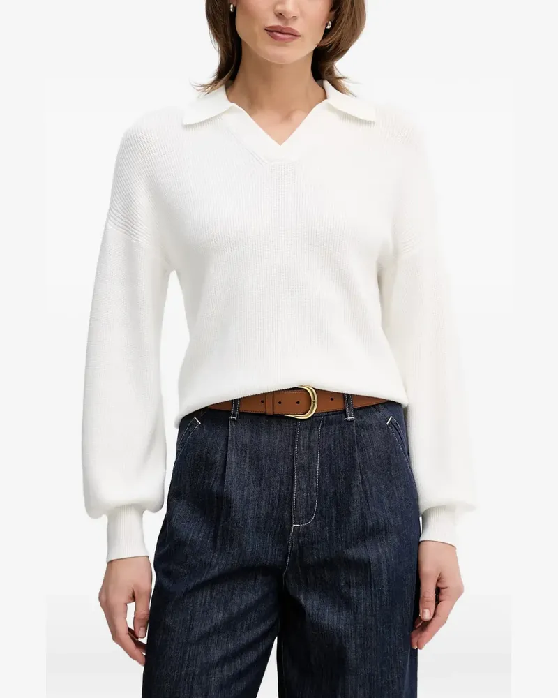 MARC AUREL ribbed-knit V-neck sweater - Weiß Weiß