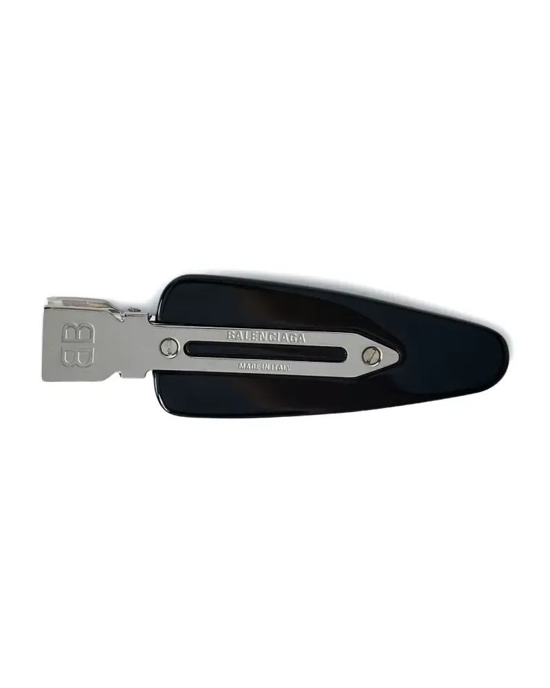 Balenciaga set of two engraved logo hair clip - Schwarz Schwarz
