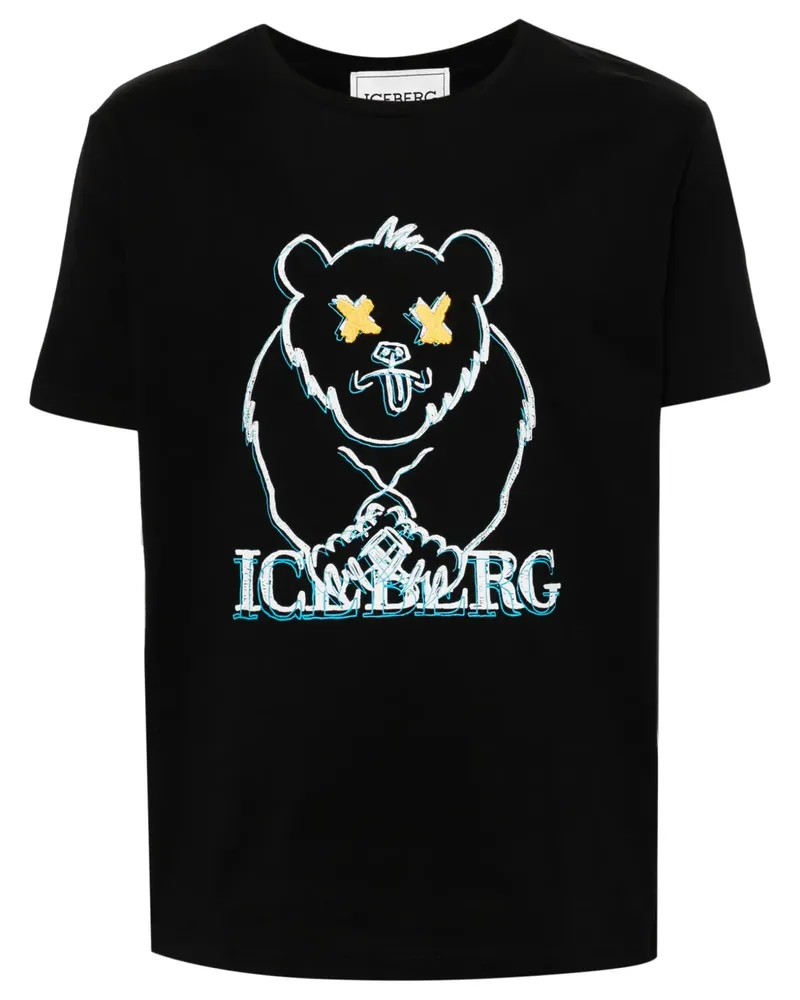 Iceberg T-Shirt mit Logo-Print - Schwarz Schwarz