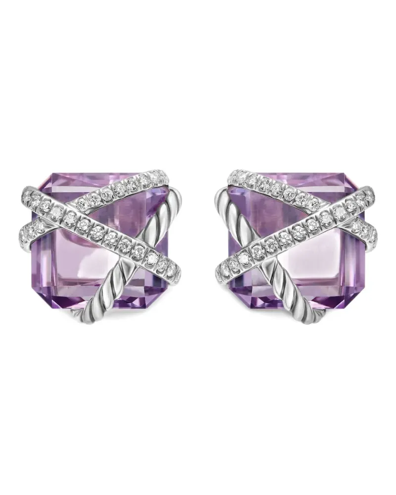 David Yurman Cable Wrap Sterlingsilber-Ohrstecker mit Diamant 12mm - Violett Violett