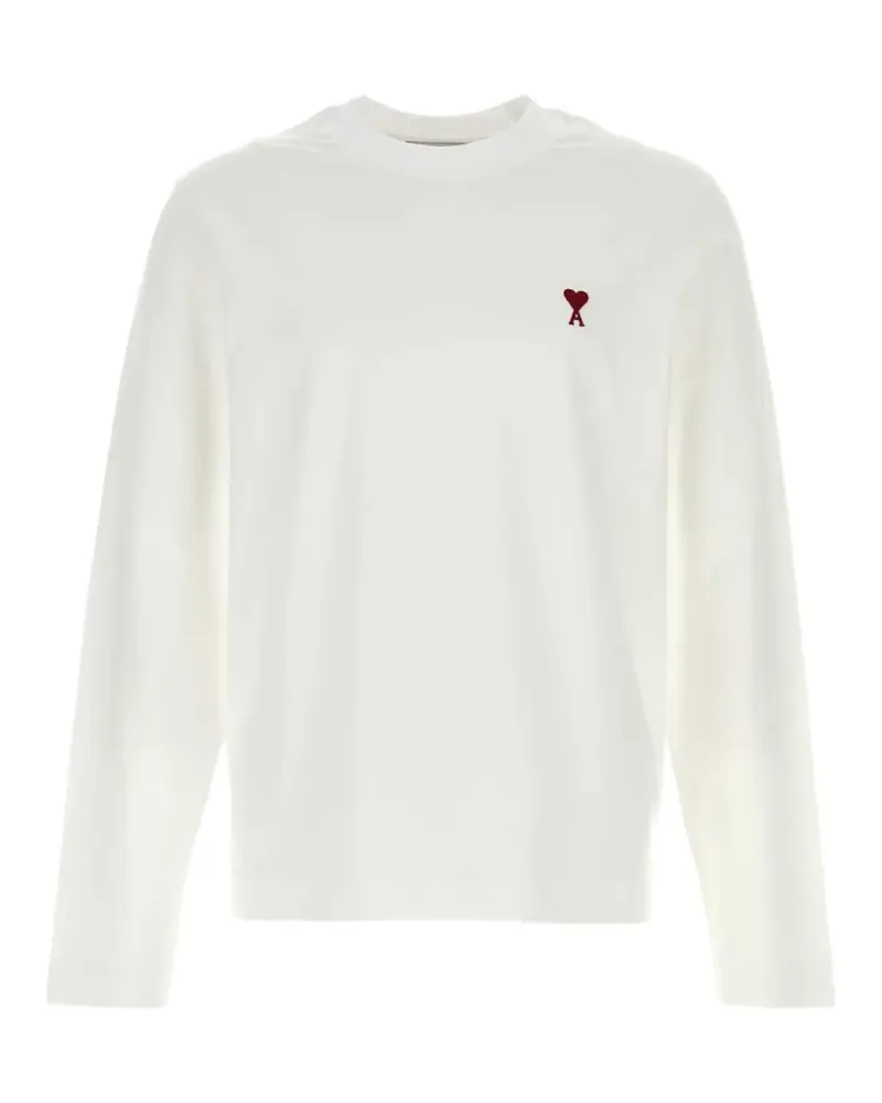 AMI Paris Weißes Langarmshirt mit Ami de Coeur Weiß