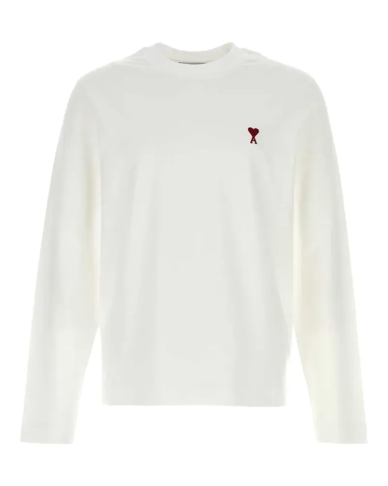 AMI Paris Weißes Langarmshirt mit Ami de Coeur Weiß