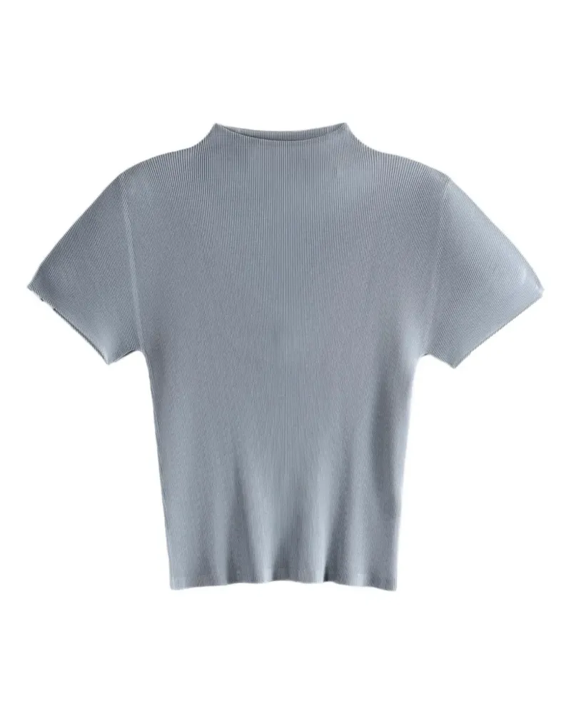 Issey Miyake pleated high-neck T-shirt - Grau Grau