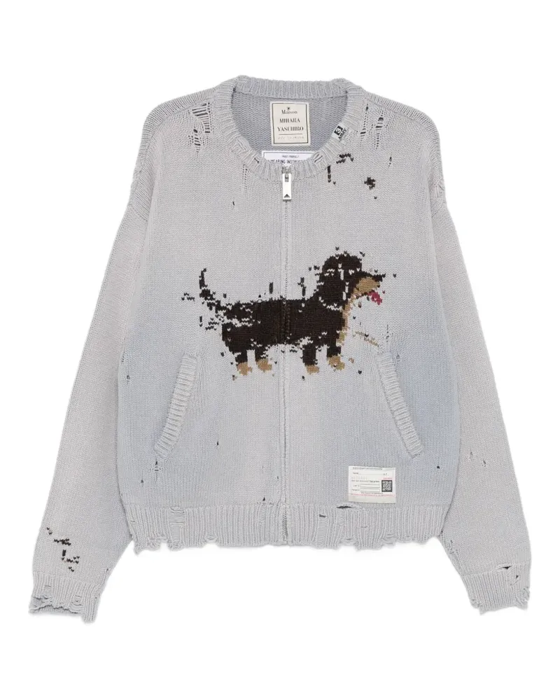 MIHARAYASUHIRO jacquard distressed knit cardigan - Grau Grau