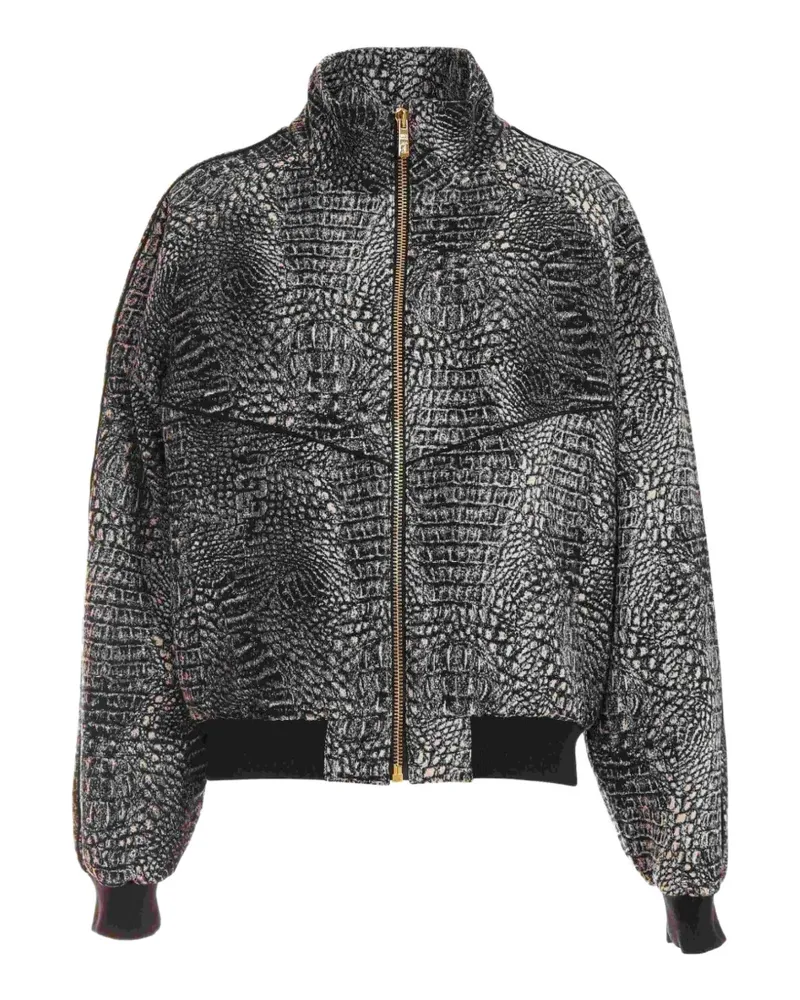 Just Cavalli crocodile-effect zip-up jacket - Schwarz Schwarz