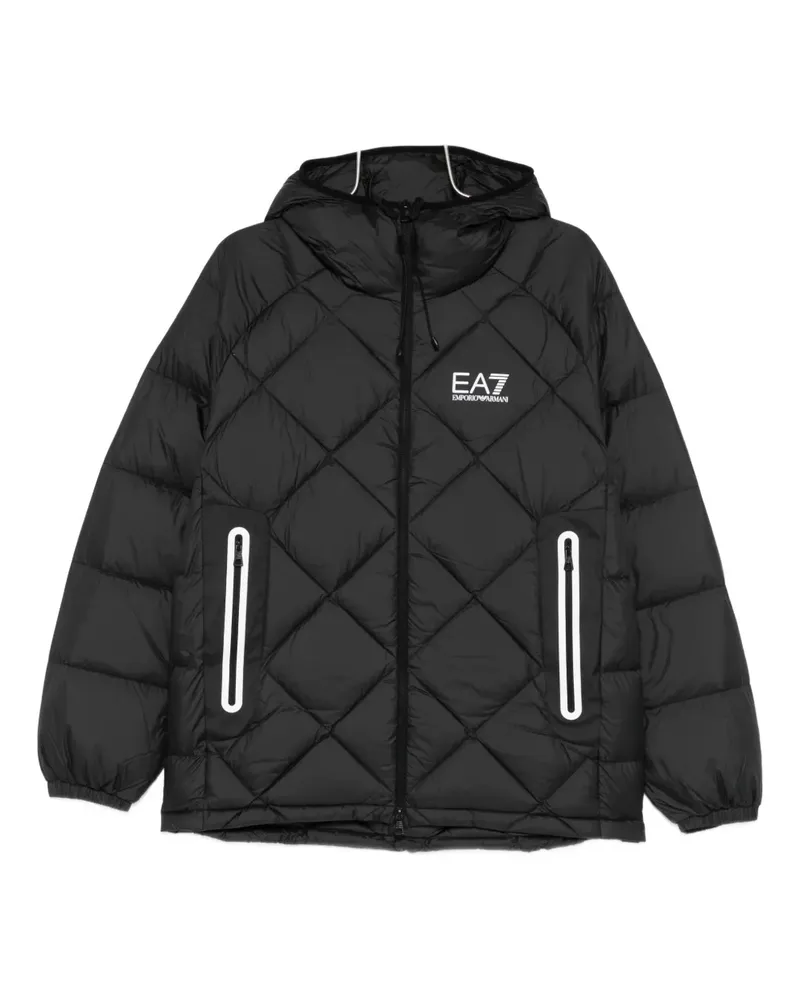 EA7 quilted hooded coat - Schwarz Schwarz