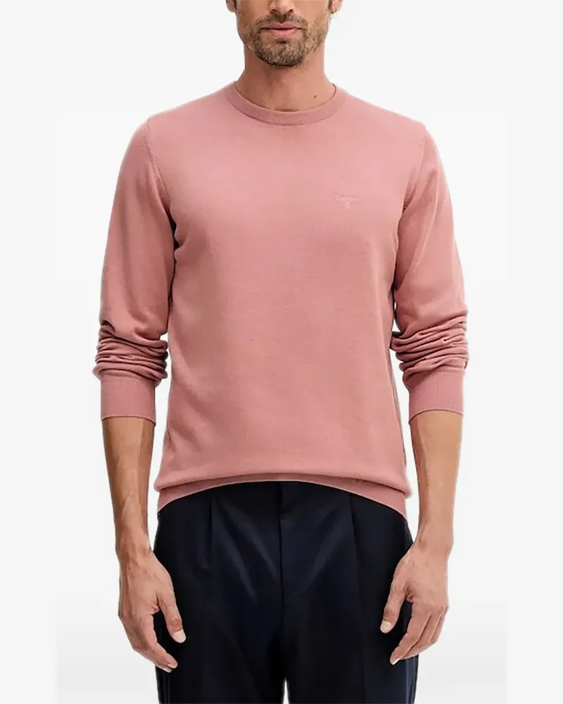 Barbour embroidered-logo crew-neck sweater - Rosa Rosa