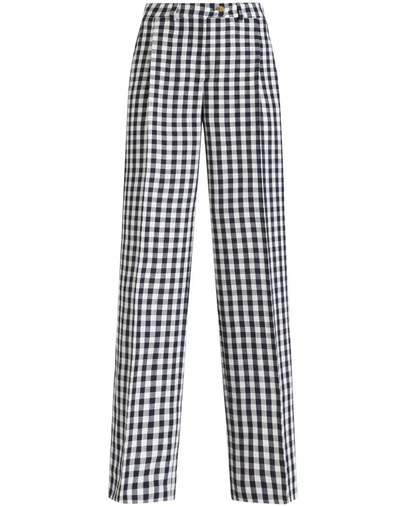 Etro Gerade Hose mit Vichykaro - Blau Blau