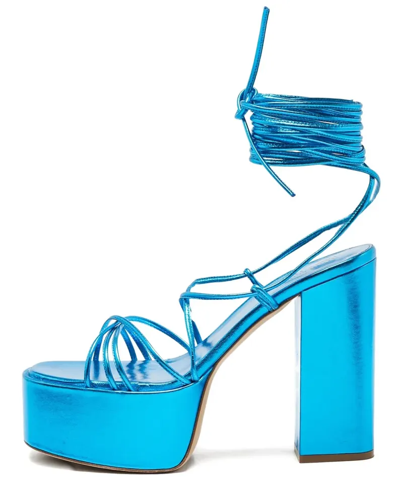 Paris Texas Plateau-Sandalen mit Schnürung 120mm - Blau Blau