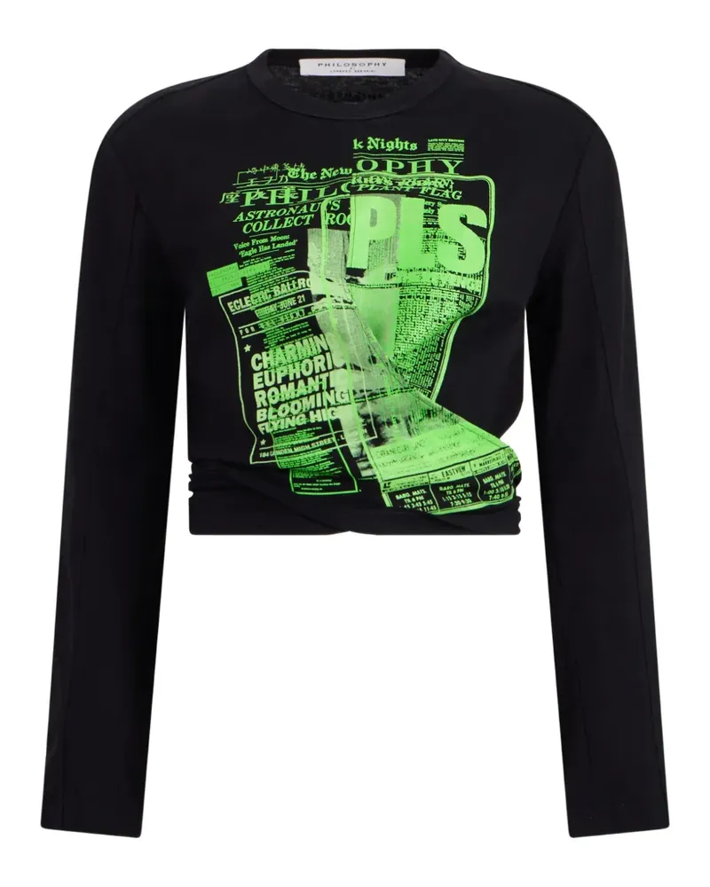 Philosophy Di Lorenzo Serafini graphic-print cropped T-shirt - Schwarz Schwarz