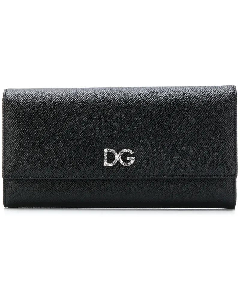 Dolce & Gabbana Längliches Portemonnaie mit Logo-Schild - Schwarz Schwarz