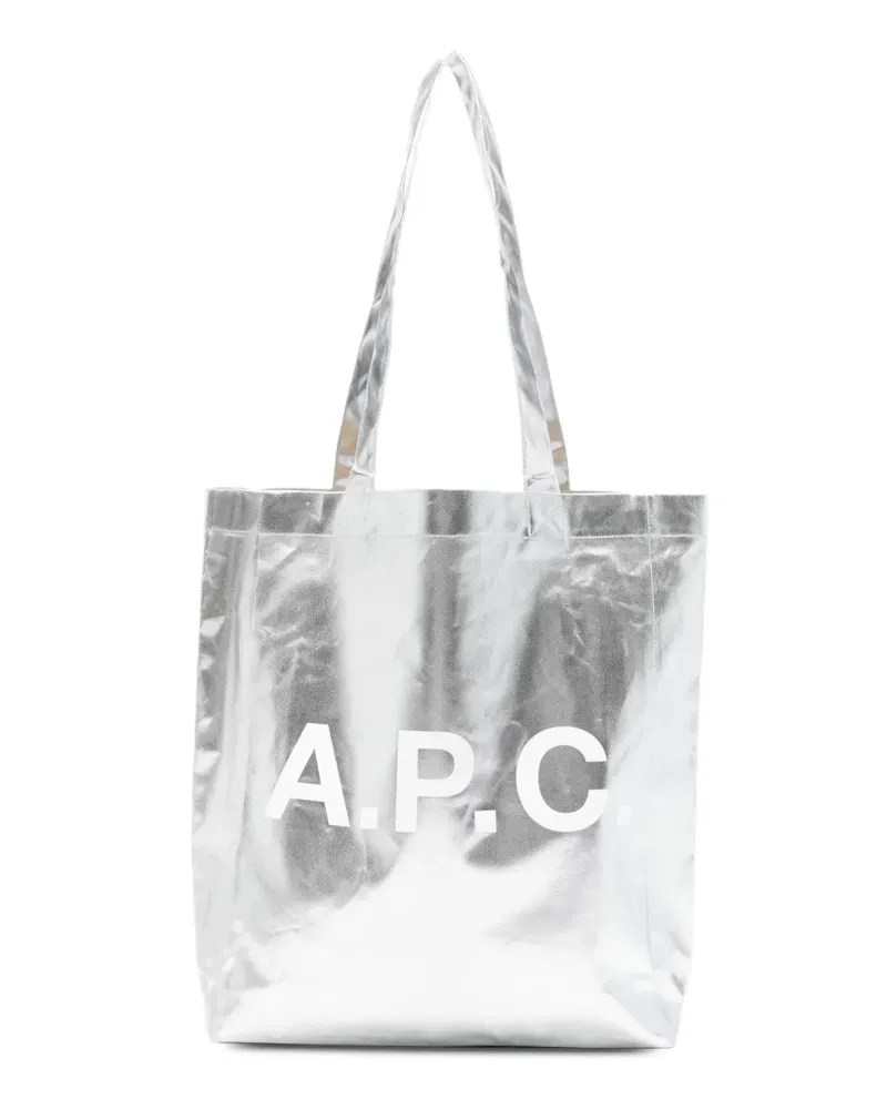 A.P.C. logo-print tote bag - Silber Silber