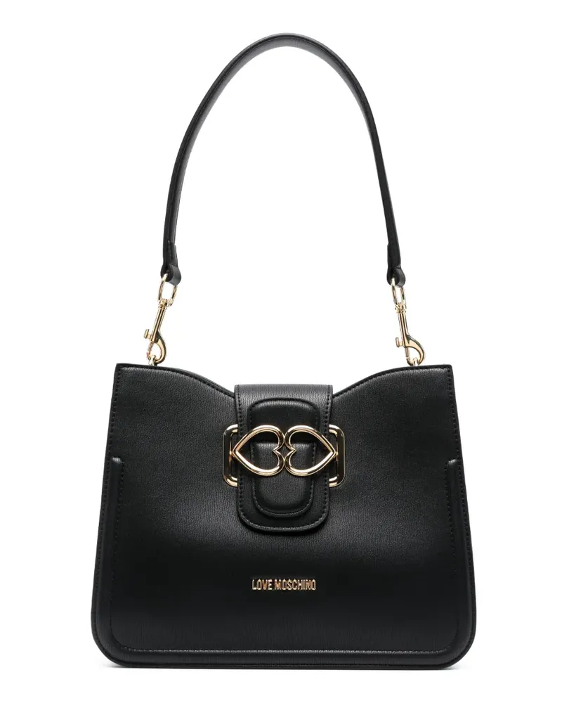 Moschino Schultertasche mit Logo-Schild - Schwarz Schwarz