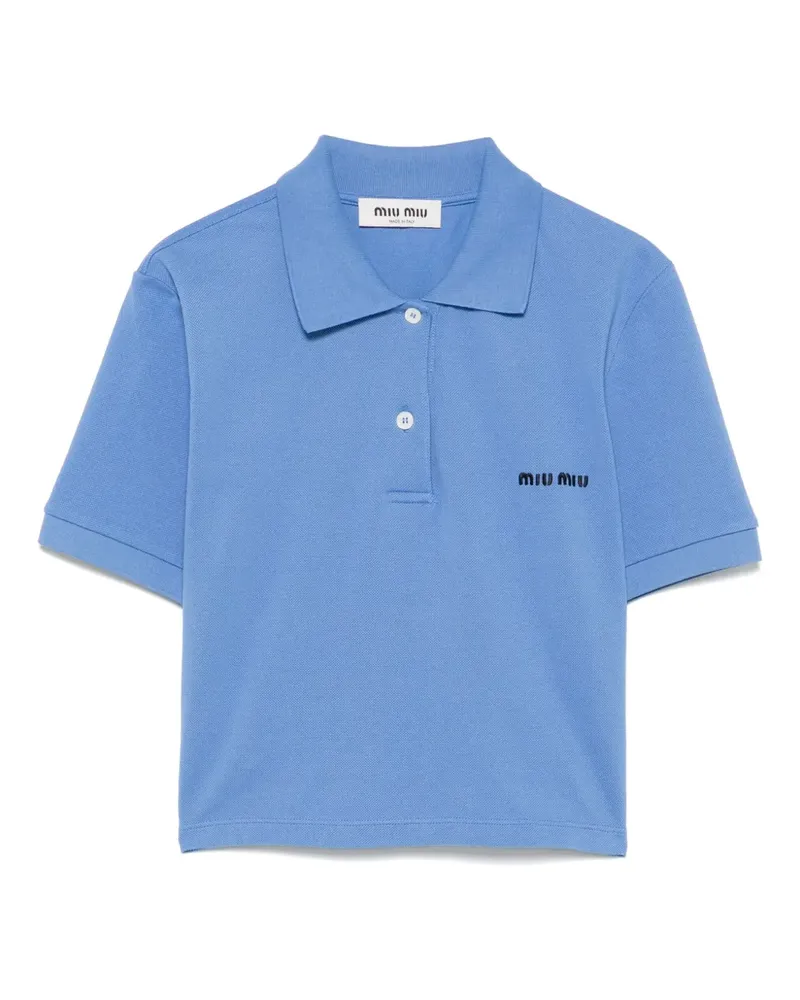 Miu Miu Cropped-Poloshirt mit Logo-Print - Blau Blau