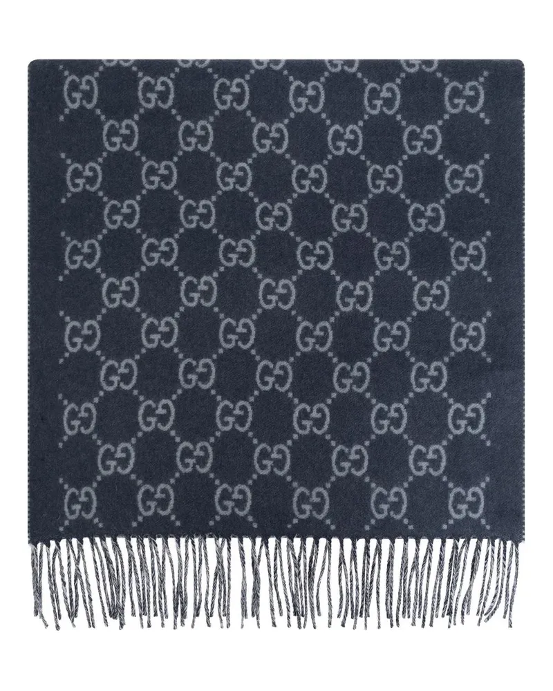 Gucci Schal aus Kaschmir mit GG - Blau Blau